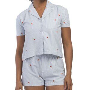 NWT Better Together Intimates Women’s Strawberry Embroidered Seersucker PJs Set
